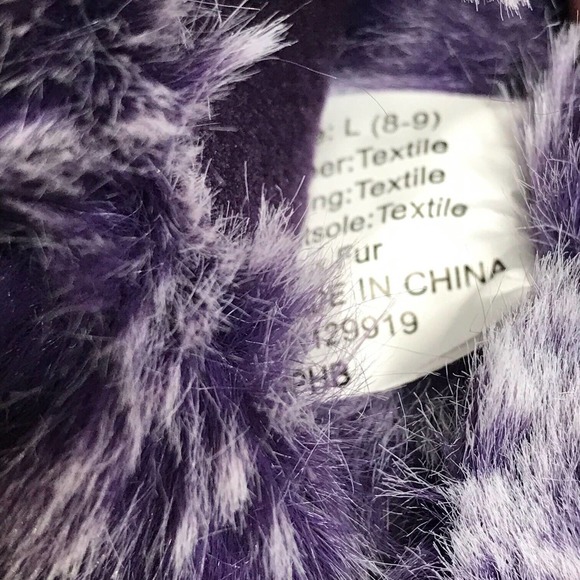 Jessica Simpson Faux Fur Slippers Shoes Memory Foam Purple Women's Sz L 8-9 NWT - Picture 10 of 10